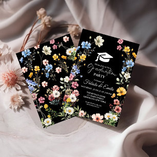 Invitación Elegante jardín de flores silvestres de graduación