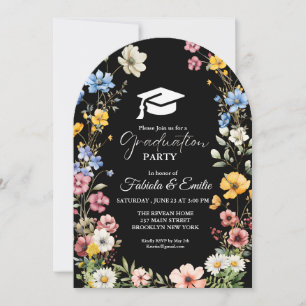 Invitación Elegante jardín de flores silvestres de graduación