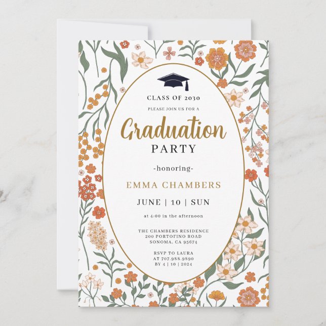 Invitación Elegante jardín de flores silvestres de primavera (Anverso)