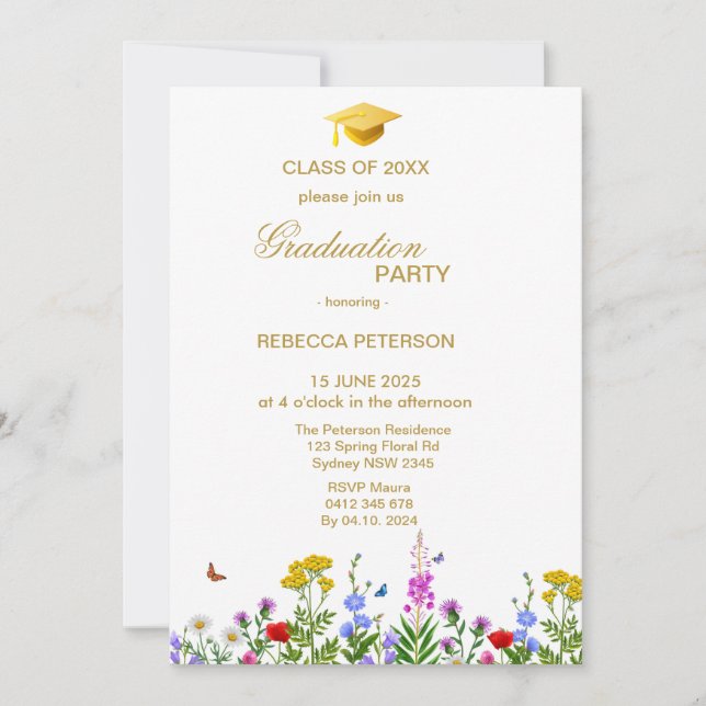 Invitación Elegante jardín de flores silvestres de primavera (Anverso)