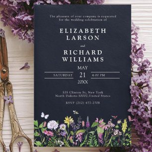Invitación Elegante Jardin de Flores Silvestres Fiesta de Bod