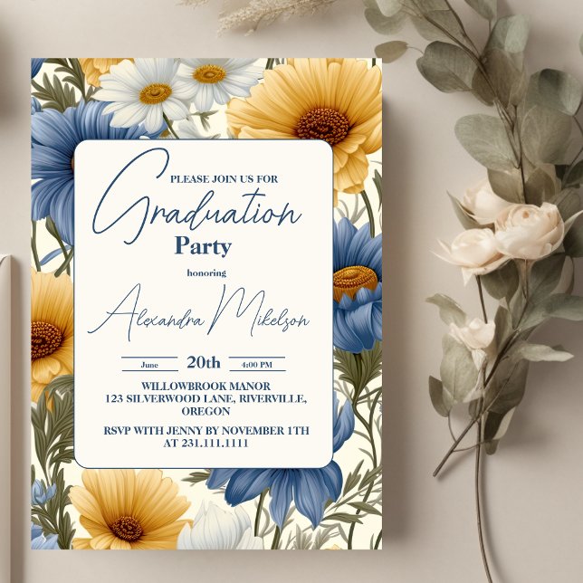 Invitación elegante jardín de flores silvestres graduación de (Subido por el creador)