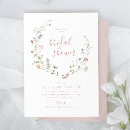 Invitación Elegante Jardin de Flores Silvestres Rosa Ducha de