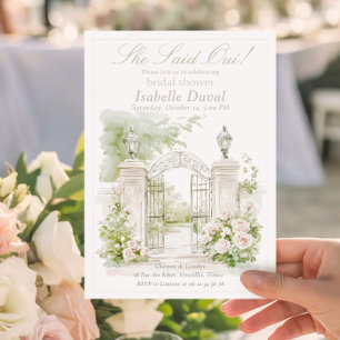 Invitación Elegante jardín de novia pastel de Château francés