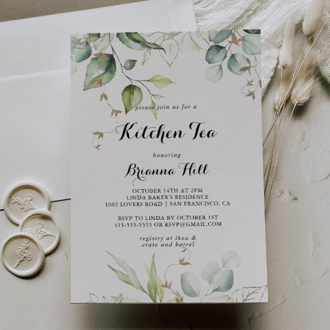 Invitación Elegante jardín de oro Cocina Tea Bridal Ducha (Subido por el creador)