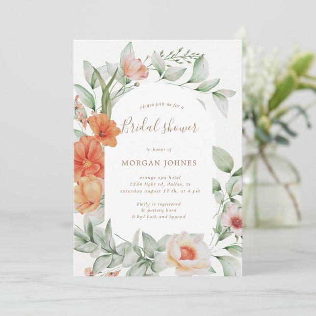 Invitación Elegante jardín de verano Floral Bridal Ducha Invi (Anverso de pie)