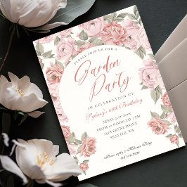 Invitación Elegante Jardín Fiesta Pink Peony Florals Cumpleañ
