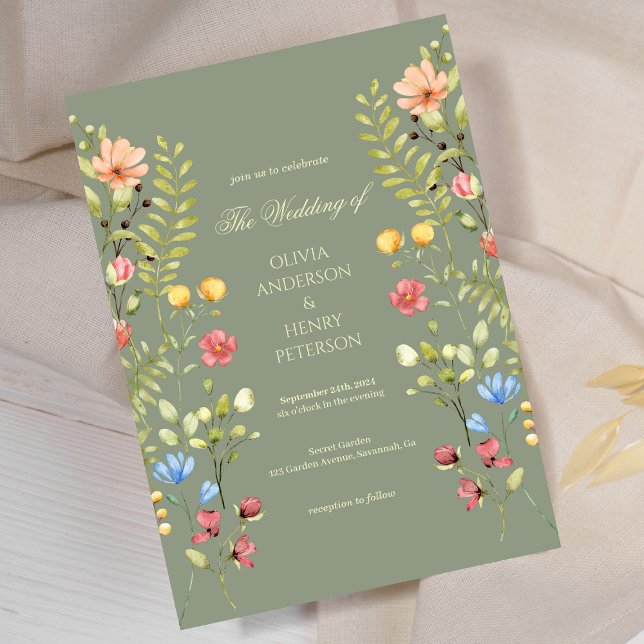 Invitación Elegante Jardín Flora Silvestre Boda Primavera (Subido por el creador)