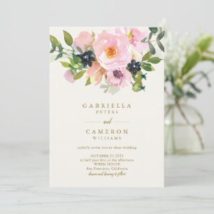 Invitación Elegante jardín floral de agua rosa Chic Boda
