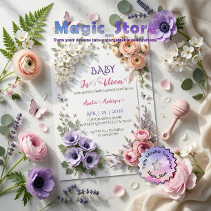 Invitación Elegante Jardín Floral Pastel Bebé en Floración