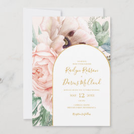 Invitación Elegante Jardín Floral | Pastel Todo En Un Boda