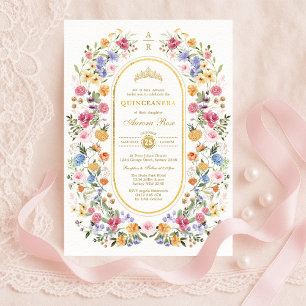 Invitación Elegante Jardín Floral Quinceañera Cumpleaños 15