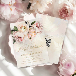 Invitación Elegante jardín floral rosa QR Código ducha de nov