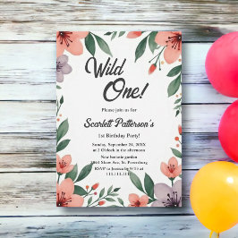 Invitación Elegante jardín floral rústico Verano 1º cumpleaño