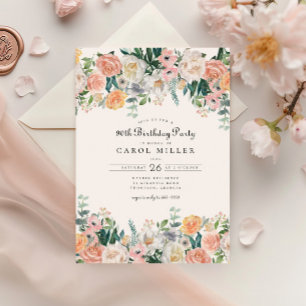 Invitación Elegante Jardín Floral Vegetación 90 cumpleaños