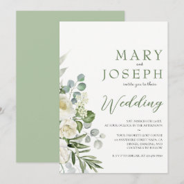 Invitación Elegante Jardín Floral Verde Salvia Exterior para