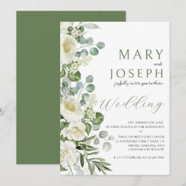 Invitación Elegante jardín floral verde salvia para boda al a