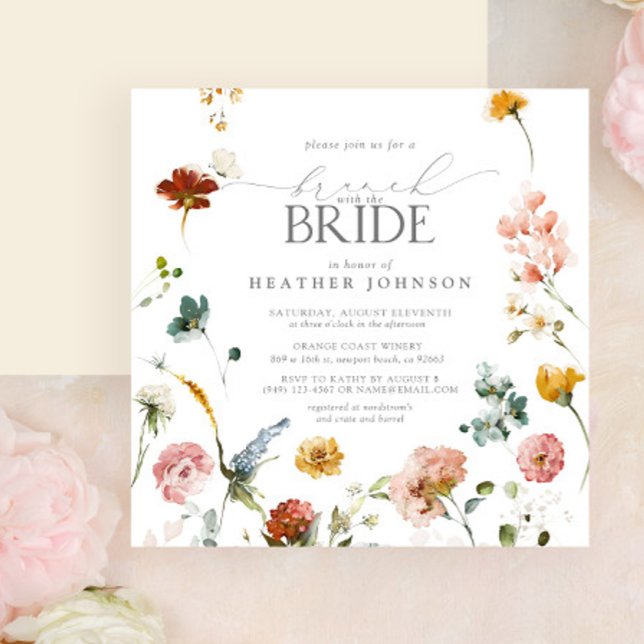 Invitación Elegante Jardín Flores Acuarela Brunch Bridal (Subido por el creador)