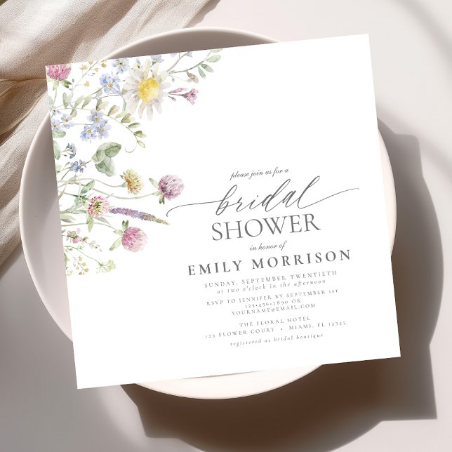 Invitación Elegante Jardín Flores Acuarela Ducha Nupcial (Subido por el creador)