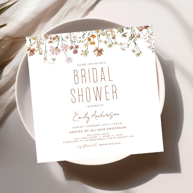 Invitación Elegante Jardín Flores Acuarela Ducha Nupcial (Subido por el creador)