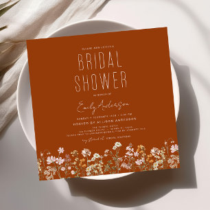 Invitación Elegante Jardín Flores Acuarela Ducha Nupcial