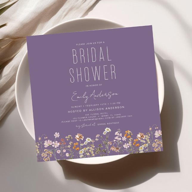 Invitación Elegante Jardín Flores Acuarela Ducha Nupcial (Subido por el creador)