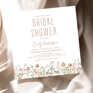 Invitación Elegante Jardín Flores Acuarela Ducha Nupcial