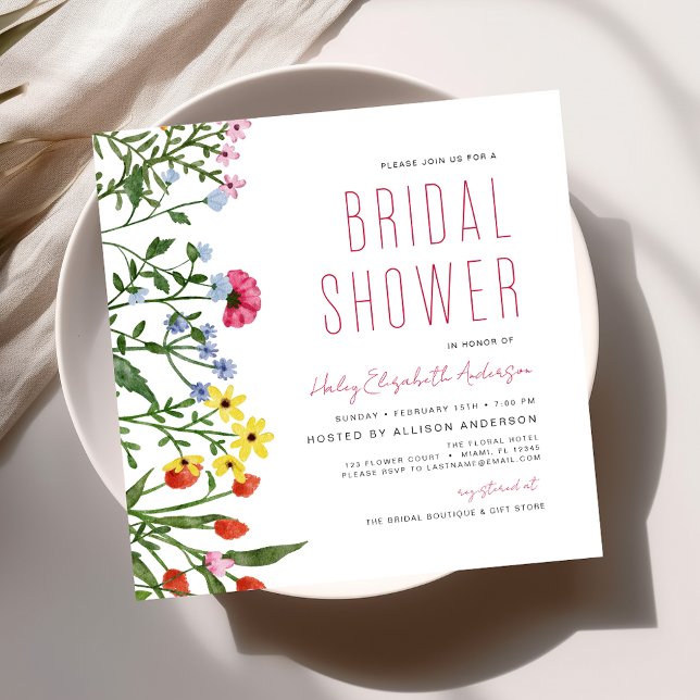 Invitación Elegante Jardín Flores Acuarela Ducha Nupcial (Subido por el creador)