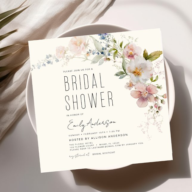Invitación Elegante Jardín Flores Acuarela Ducha Nupcial (Subido por el creador)