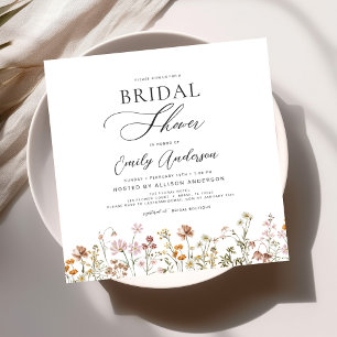 Invitación Elegante Jardín Flores Acuarela Ducha Nupcial