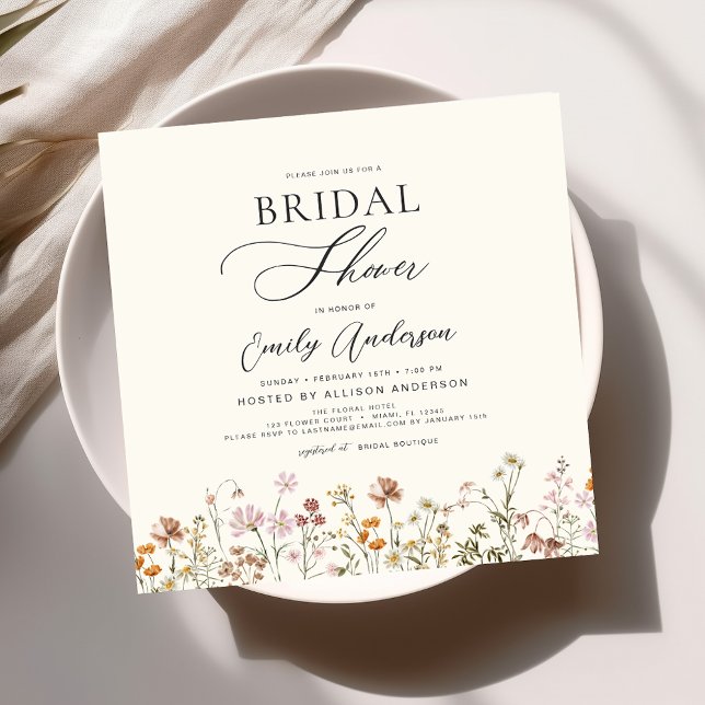 Invitación Elegante Jardín Flores Acuarela Ducha Nupcial (Subido por el creador)