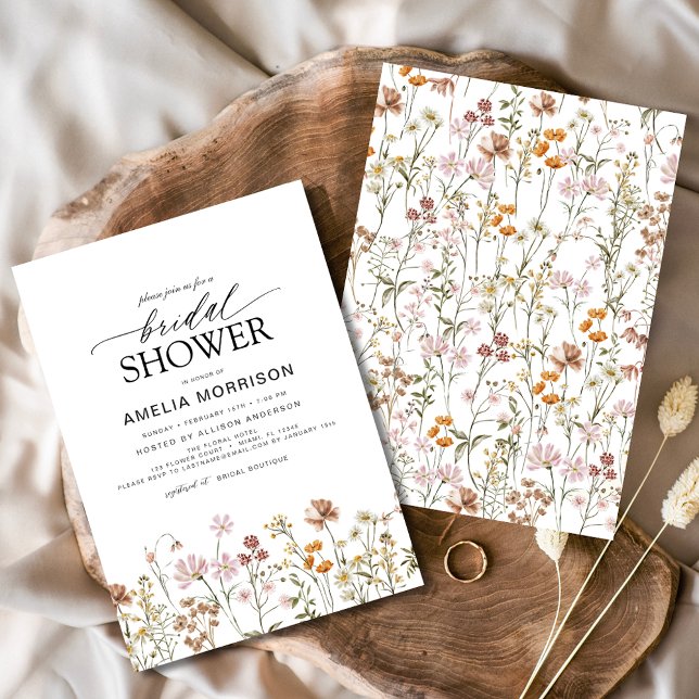 Invitación Elegante Jardín Flores Acuarela Ducha Nupcial (Subido por el creador)