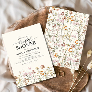 Invitación Elegante Jardín Flores Acuarela Ducha Nupcial