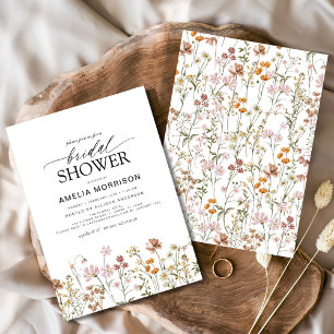 Invitación Elegante Jardín Flores Acuarela Ducha Nupcial