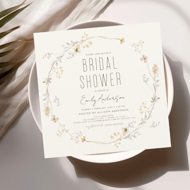 Invitación Elegante Jardín Flores Acuarela Ducha Nupcial (Subido por el creador)