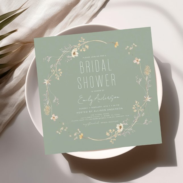 Invitación Elegante Jardín Flores Acuarela Ducha Nupcial (Subido por el creador)