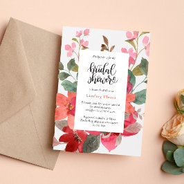 Invitación Elegante Jardín Flores Acuarela Ducha Nupcial