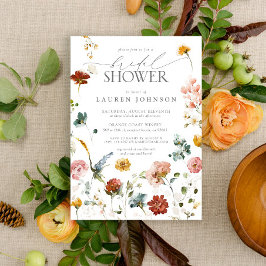 Invitación Elegante Jardín Flores Acuarela Ducha Nupcial