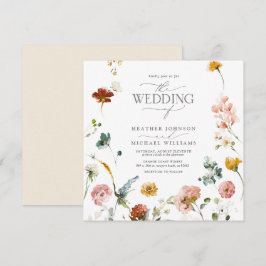 Invitación Elegante Jardín Flores Acuarela Floral Boda