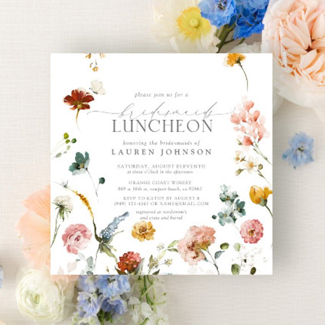 Invitación Elegante Jardín Flores Acuarela Nodal Luncheon (Subido por el creador)