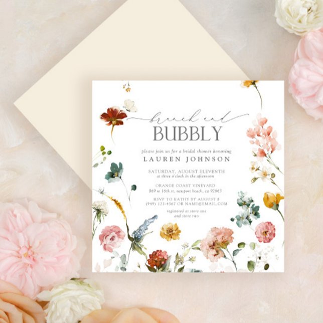 Invitación Elegante Jardín Flores Brunch & Bubbly Shower (Subido por el creador)