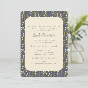 Invitación Elegante Jardín Moderno Floral Terroso Bat Mitzvah