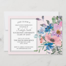 Invitación Elegante Jardín Morado Pink Floral Grad Fiesta