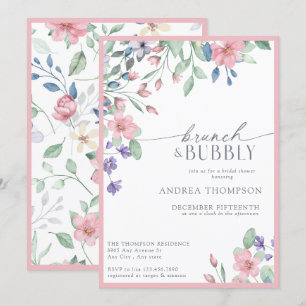 Invitación Elegante jardín rosa Flor Bridal Shower Invitati