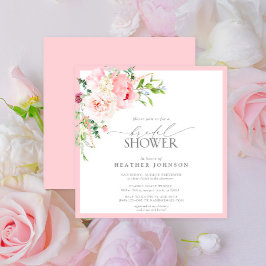Invitación Elegante jardín rosado Flores Bridal Shower