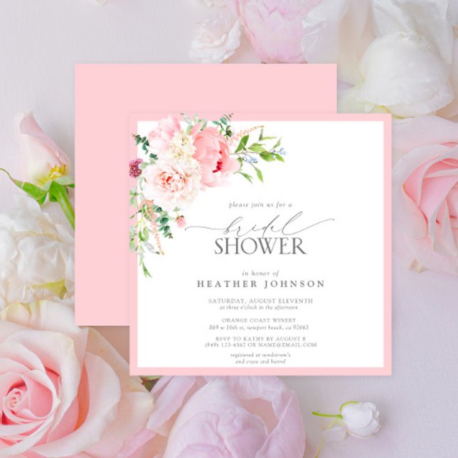 Invitación Elegante jardín rosado Flores Bridal Shower (Subido por el creador)