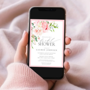Invitación Elegante jardín rosado Flores Bridal Shower