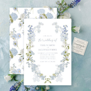 Invitación Elegante Jardín Vintage Azul y Blanco Bodas con Le