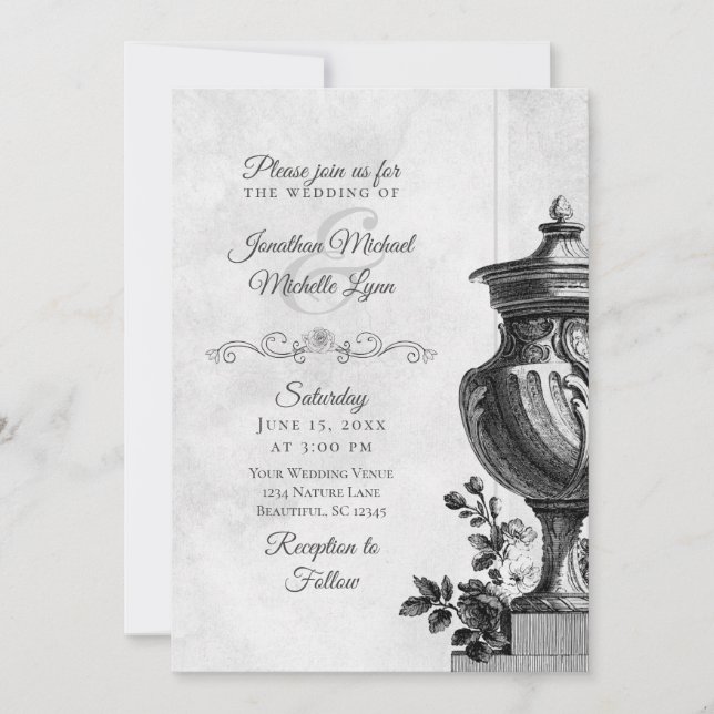 Invitación Elegante Jardín Vintage En Un Boda (Anverso)