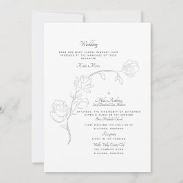 Invitación Elegante Jazmín Blanco Dos Lugares